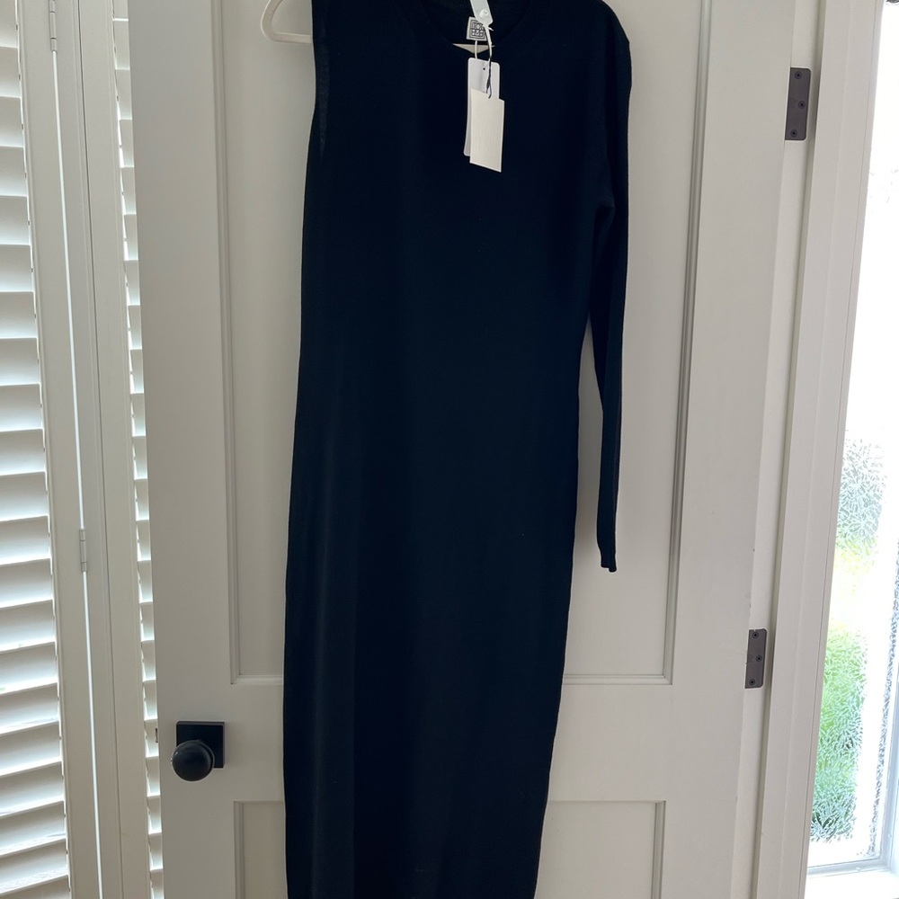 Toteme Black Wrap Knit Midi Dress - NWT